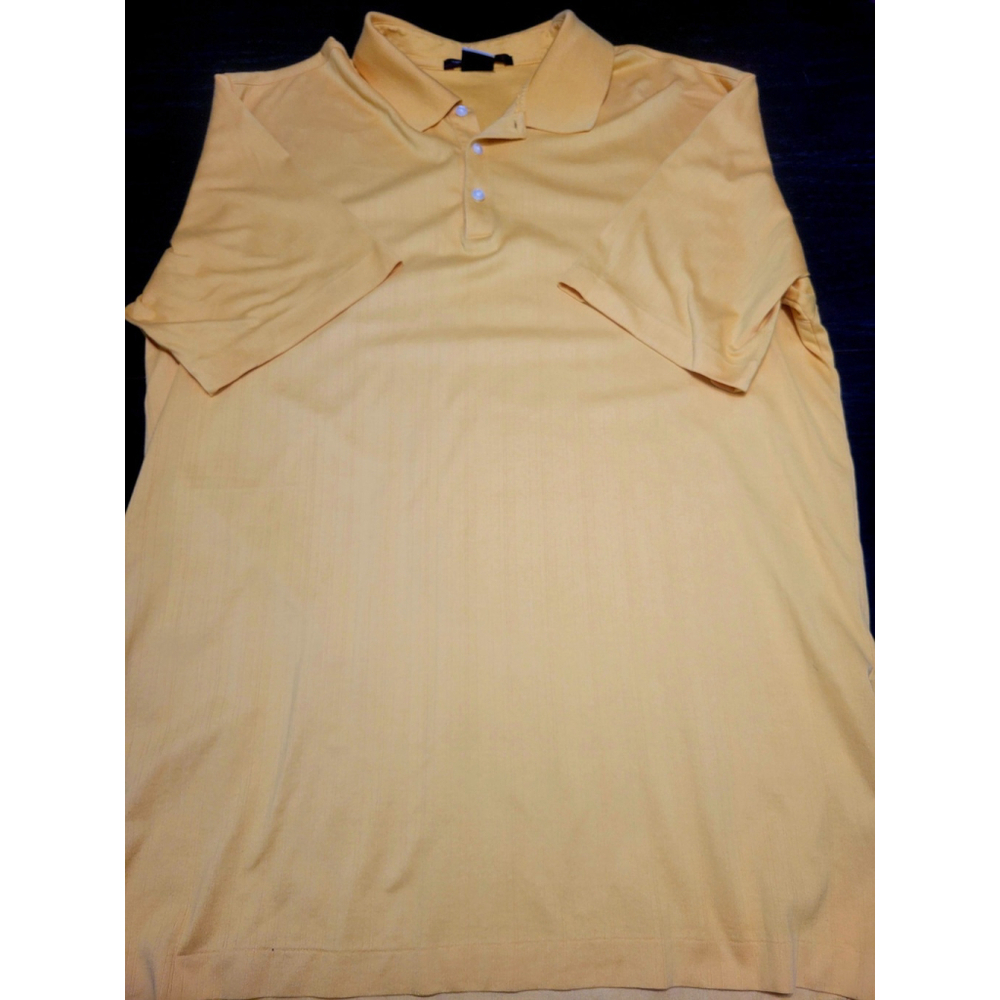 Tiger Woods Collection Polo Shirt XL Yellow Textured Striped Golf Casual Mens